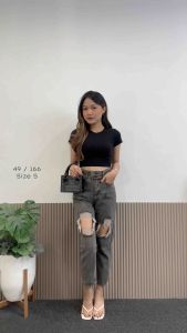 Celana Jeans Wanita Sobek Model Snow Terbaru