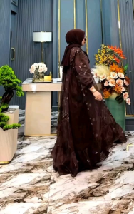 ZIFA FASHION || COD || AMIRA DRESS SET PASHMINA BY ASOPUROH || GAMIS SET HIJAB BRUKAT TULLE MIX ORGANZA BORDIR || GAMIS PESTA KONDANGAN MODIS KEKINIAN LD 110 PB 140CM SIAP KIRIM || FASHION MUSLIMAH TRENDY || *ST