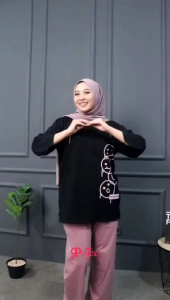 Setelan Viral by Pojee Setcel Terbaru Lengan 3/4 Setelan Ld 110 Bahan Kaos Combad 20s Setelan Cewe Terlaris