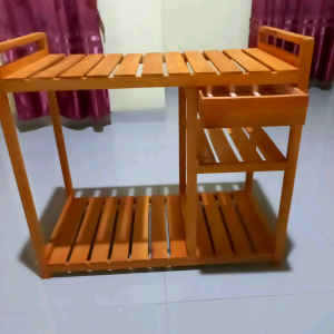 rak kompor 2 tungku minimalis elegan kayu