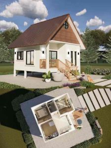 แบบบ้านปูนสำเร็จรูปแบบบ้านยกพื้นใต้ถุนเพื่อหนีน้ำท่วม แบบแปลนก่อสร้างสามารถก่อสร้างได้จริง