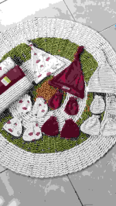 Arista Baby 18 Pcs / 3pcs Bedong + 3 Set Topi Dan Sartaki Untuk Bayi Baru Lahir Terbaru Seri Maroon