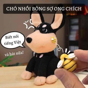 Chó Nhồi Bông Nhại Giọng Biết Hát Nhảy Và Xoay 360 độ. Cún Con Sợ Ong Đốt Sạc Pin. Đồ chơi thông minh quà tặng cho bé