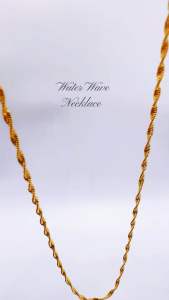 Rantai Leher Water Wave 2mm Gold Plated Necklace Daily Wear