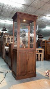 ตู้โชว์ ตู้ไม้สัก ตู้พระ สูง 180 x กว้าง 68 x ลึก 52 cm. สีเสี้ยนดำน้ำตาล