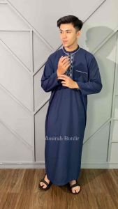 JUBAH LAKI LAKI DEWASA BORDIR SIMPEL ELEGANT GAMIS PRIA DEWASA LENGAN PANJANG