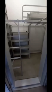 Loft bed with shelf customize for helper room singapore/bomb shelter/store room/utility
