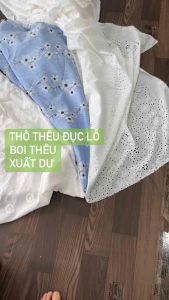 Vải Thô Thêu Hoa Cotton  Thô Lụa may váy may ga giường Hàn Quốc mượt mướt tay