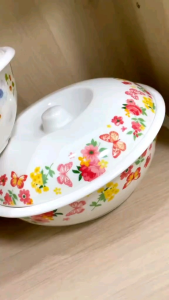 โถข้าวเมลามีนพร้อมฝาปิด ขนาด 10 นิ้ว เลือกลายได้ค่ะ