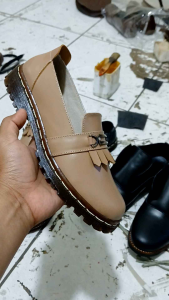 sepatu wanita kulit asli slipon loefer