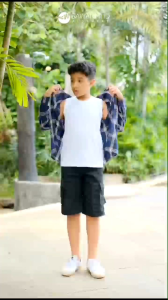 Sawanni.ID Setelan Kaos Kemeja Anak Laki Laki Remaja 10-18th Jerry Flanel Set 3in1