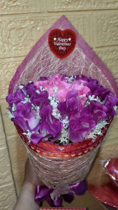 Artificial Flower Bouquet with Elegant Purple Roses and Silver Accents Perfect Gift for Birthdays Anniversaries and Special Occasions