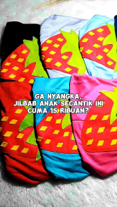 Kerudung Gambar Strawberry Jilbab Instan Hijab Anak 3 Sampai 6 Tahun