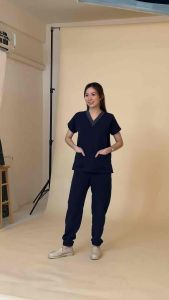 scrubvet [รุ่น SLIM]: เสื้อสครับสีกรม (เฉพาะเสื้อ)