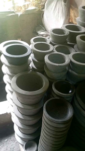 Lumpang bubut 18cm satu set batu asli gunung