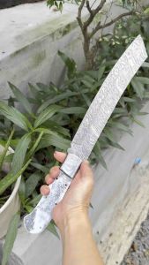 มีด ใบมีดเหล็กดามัสกัส ใบมีดยาว12.6 นิ้วไม่มีประกับด้าม งานแฮนด์เมด ดูรูปเพิ่มเติมในรายละเอียดสินค้า