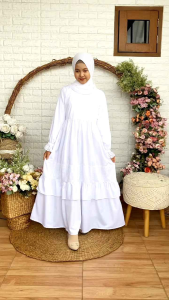 Gamis Putih Anak Perempuan Cutetrik Set Hijab Couple Mom