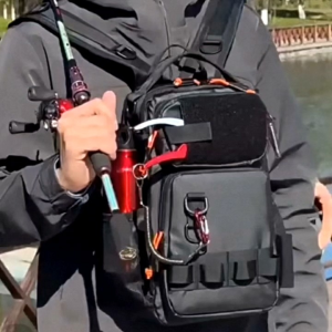 tas ransel tempat umpan pancing dengan tongkat ransel pancing  ransel hiking