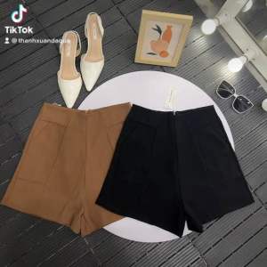 Quần Short Nữ vải Tuyết Mưa lưng siêu cao phối khoá kéo sau có Big Size