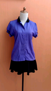 atasan kemeja wanita ungu DETAILS cewek M lengan pendek kerja kuliah santai