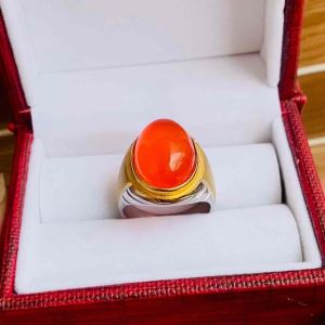 Cincin Batu Cempaka Orange Ring Dop Super Mewah Minimalis