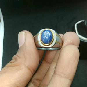 Batu Cincin Permata American Star Blue Mewah Berkelas