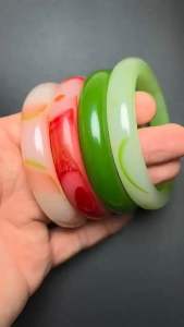 ReadyStock🔥Women Glass Jade Bangle 13mm Jade Bracelet Jewelry Gelang Tangan Perempuan Jed J04