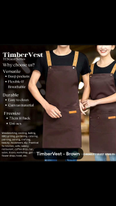 TimberVest Work Apron | Durable Canvas Apron w Multiple Pockets for Tools & Accessories | Free Size Water-Resistant w Cross-Back Straps for Comfort | Protects Clothes from Dust & Debris | Ideal for Woodworking DIY Crafting Resto Catering Cafe Bistro