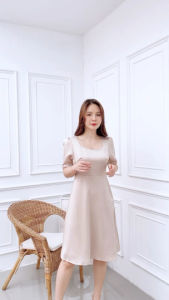 T la rose เดรสออกงาน คาเฟ สีเบจ 60g ** พร้อมส่ง