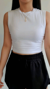 ZARA Round Neck Sleeveless Body Hug Semi-Crop Top