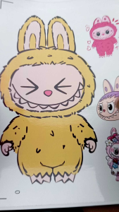 Sticker Dinding LABUBU Ukuran 30-45 cm Vinyl Putih Tahan Air