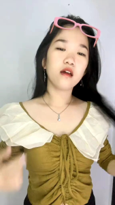 TM 2456 - Joanna layered collar drawstring top atasan import wanita model serut terlaris