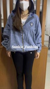 JAKET JUMBO BORDIR SOFT DENIM PREMIUM LD 124 REAL PICT (HANYA PAKAI KAMERA BIASA)