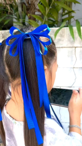 (2ชิ้น) โบว์น้ำเงิน 5"x10" โบว์ กิ๊บติดผม โบว์นักเรียน แฟชั่น กิ๊บสปริง กิ๊บปากเป็ด เครื่องประดับผม ผู้หญิง