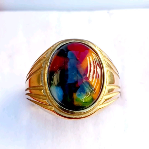 CIBCIN BATU AKIK EDONG PANCAWARNA RING TITANIUM