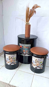 Kursi Tong Kaleng Paket 1 set (2Bangku+1Meja)