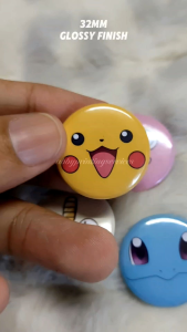 Pokemon Face Pin Badge 32mm Pikachu Charmander Bulbasaur Squirtle