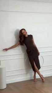 Junes Hope - Carla Dress เดรส เดรสทำงาน ชุดทำงาน เดรสสีน้ำตาล เดรสสีเทา ชุดเดรส เดรสสีน้ำตาล เดรสสีเทา เสื้อผ้าผู้หญิง