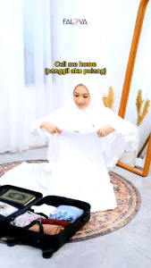 HAJJA DRES KIDS AIRFLOW CRINCLE BERFURING HAJI UMROH GAMIS HITAM PUTIH PREMIUM