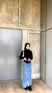 ROK JEANS CARGO SKIRT Wanita Belah Depan Korean Style/Rok Denim/Rok Span JEANS