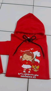 Setelan Hoodie Anak Perempuan Kemerdekaan usia 4-13 tahin babyterry tebal