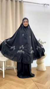 Mukena 2in1 Dewasa Katun Bordir Bonus Tas Cantik