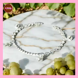 🌈AAbaby Galleries AA440 Original Baby 925 Silver Anklet Bracelet Grape Smile 微笑 Rantai Kaki/Tangan/Gelang Bayi