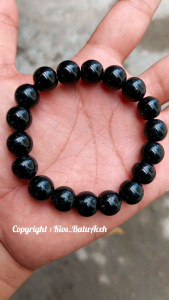 Gelang Batu Giok Black Jade Original Asli Aceh Bulat Size 12