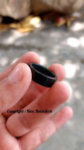 Cincin Batu Giok Black Jade Original Asli Aceh Bulat Flat Full Tembus