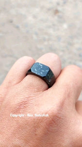 Cincin Batu Giok Black Jade Loreng Asli Aceh Petak Persegi