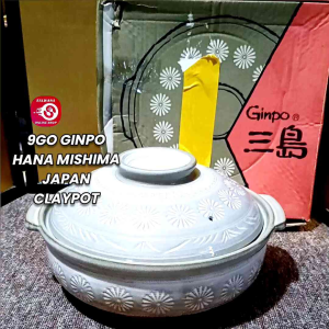9GO  GINPO HANA MISHIMA CLAY POT 4-5PAX • JAPAN SURPLUS • CODE1 COOKING POT