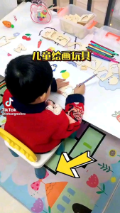 Bộ Ghép Hình Kèm Khuôn Vẽ In Hình Bằng Gỗ Cho Bé