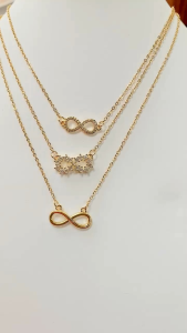 RinaXp- Kalung Infity Polos dan Bermata Permata Zircon Kalung Liontin Motif Kacamata Terbaru Titanium Anti Karat