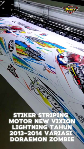 Desain Unik Sticker Motor: Stiker Striping Motor Yamaha New Vixion Lighting Doraemon Zombie
